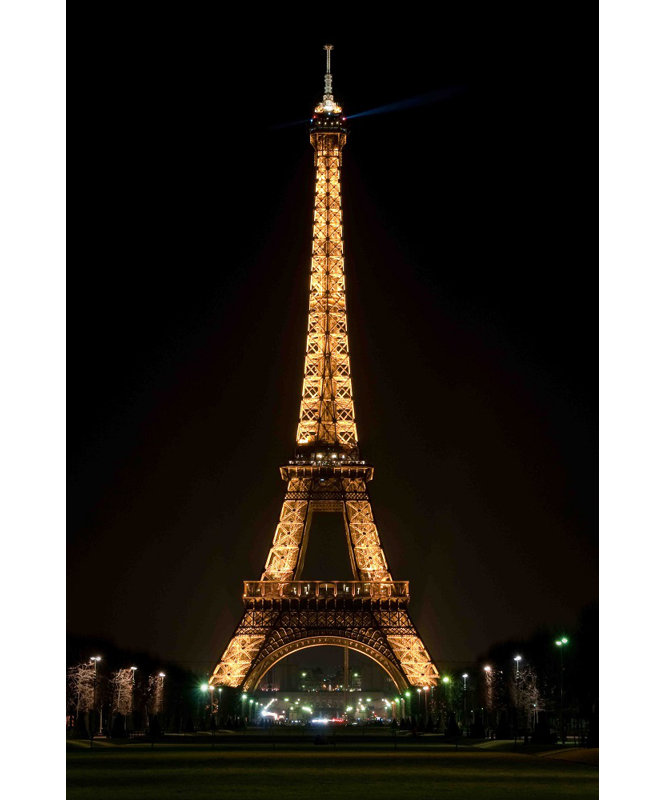 Illuminated Eiffel Tower Paris Nighttime Canvas Wall Art