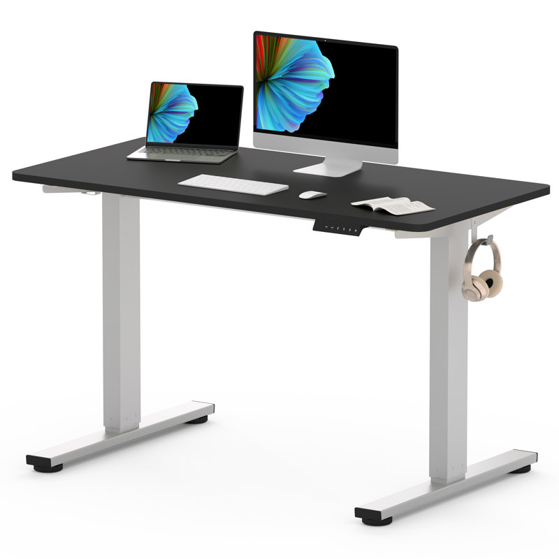 Bureau debout réglable Dojtcho Home Office, H 46,6 po x l 48 po x P 30 po, Noir / gris