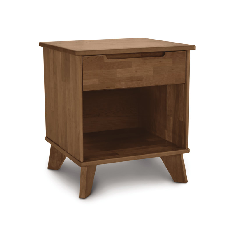 Linn 1 - Drawer Solid Wood Nightstand, Saddle Cherry