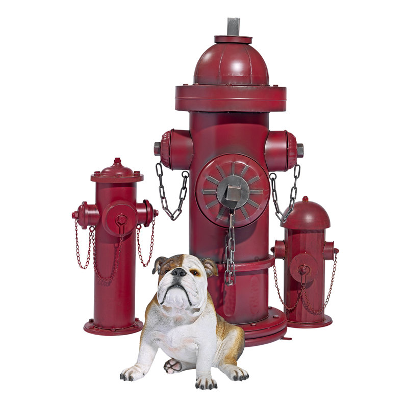 Medium Vintage Red Metal Fire Hydrant Statue