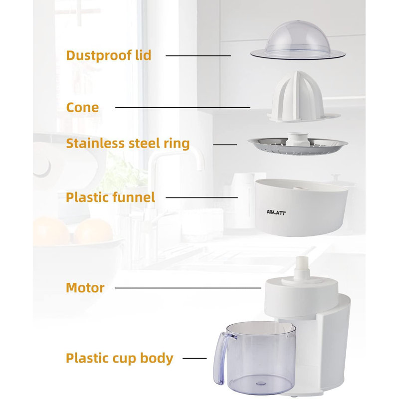 ASLATT Electric Citrus Juicer with Reverse Function, White Plastic