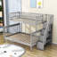 Lit superposé simple au-dessus de double en bois avec tablettes de rangement Doniqua-975680698
