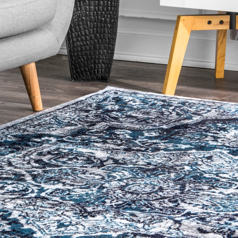 Doron Oriental Blue Area Rug, Square 6'