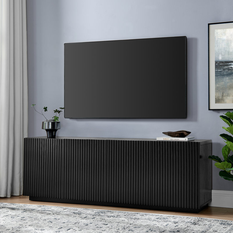 Tyler Rectangular TV Stand for TV's up to 78" in Alder, Black Grain