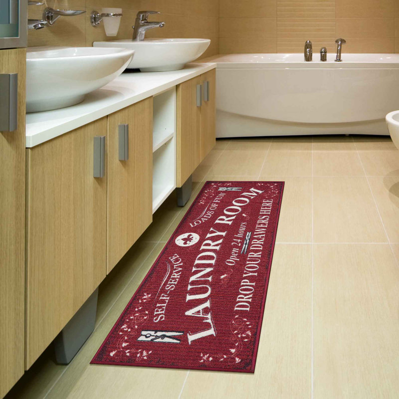 Tapis de couloir anti-dérapant, tapis d'entrée, rouge