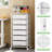 Rolling Storage Drawers with Wheels ,Utility Cart with 6 Large Drawers and Wooden Tabletop-1823129699