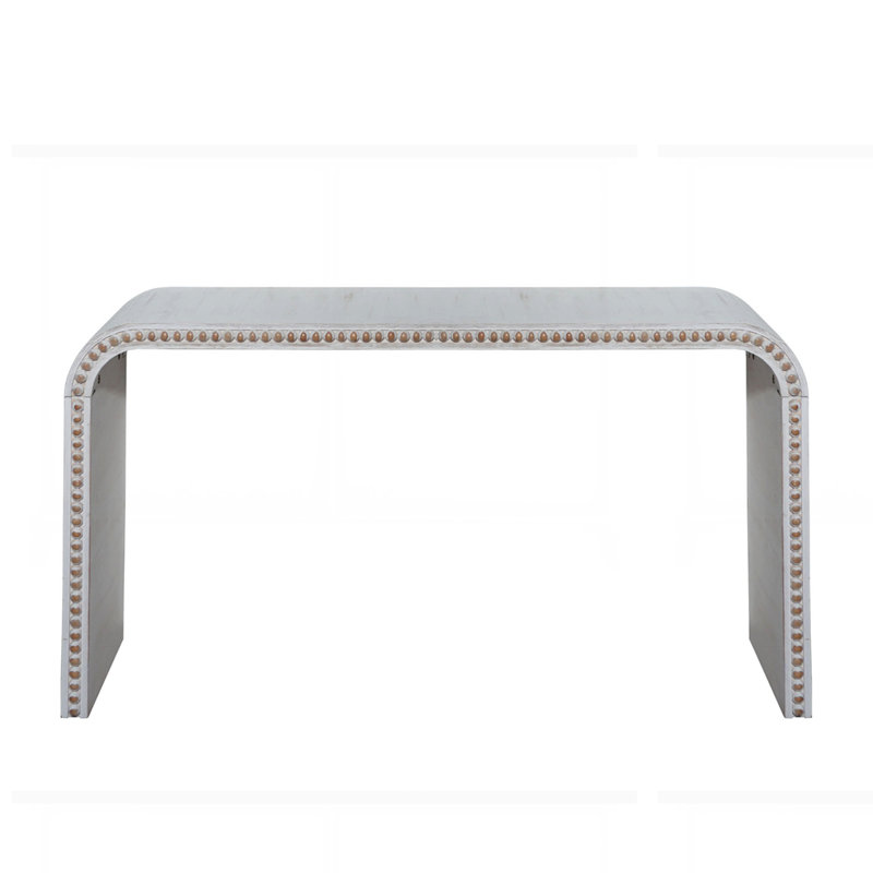 Curved Waterfall-style wood Console Table, White