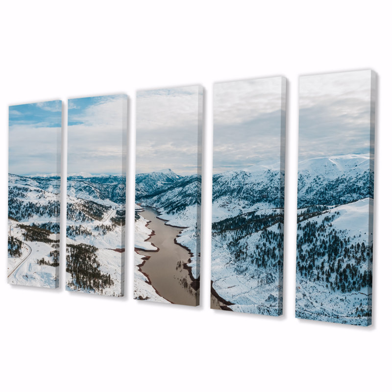 Icy Alaskan Wilderness II - impression d'art mural paysages - 5 panneaux égaux