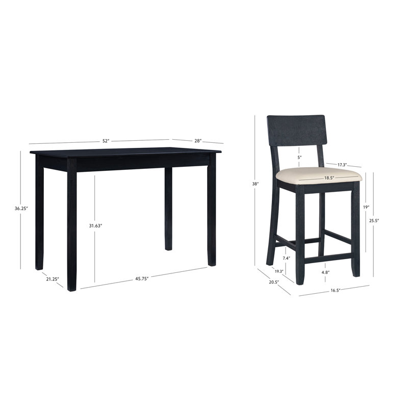 Ensemble repas pour 4 personnes Entwistle, Gris anthracite foncé