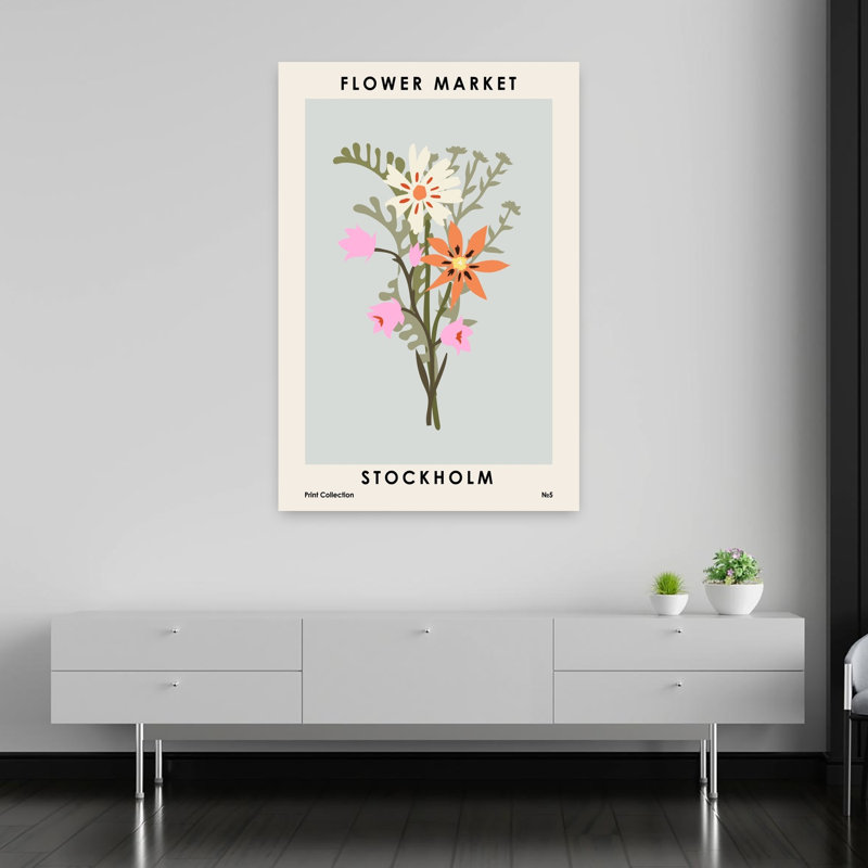 Art contemporain abstrait fleur d'été, H 60 po x l 40 po