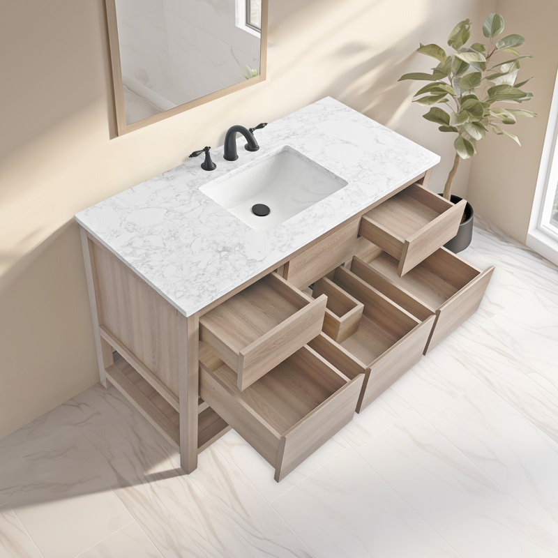 Wesli 48" Single Bathroom Vanity With Engineered Stone Top