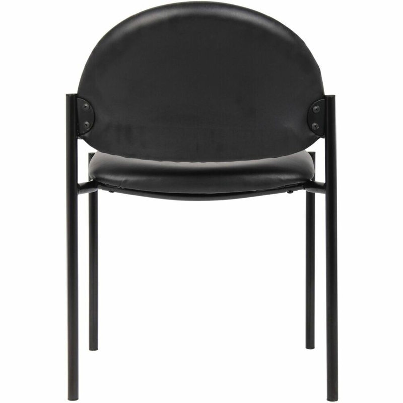 Black Vinyl Armless Stacking Guest Chair with Metal Frame