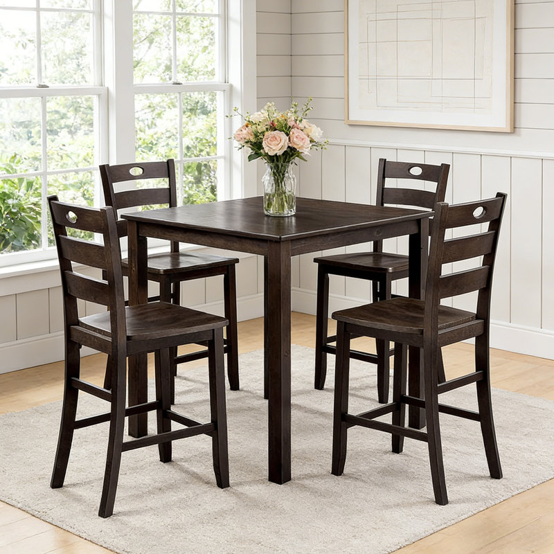Richmond 5-Piece Counter Dining Table Set, Dark Brown