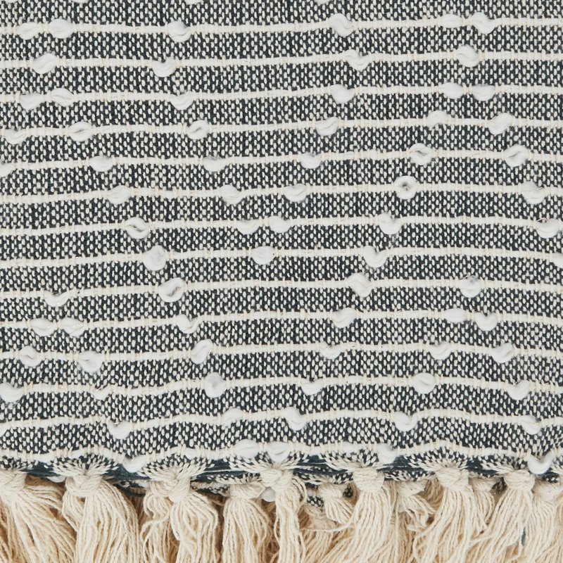 Sevan Collection Hand Woven Throw Blanket, Gray/White/Cream