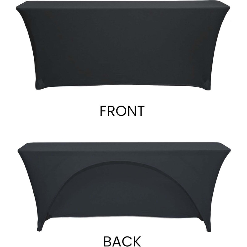 Spandex 6 Ft X 18 Inches, Narrow Classroom Open Back Rectangular Training Stretch Tablecloth, Black