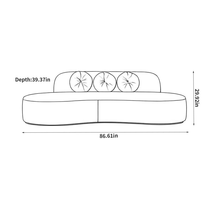 Creative Leisure Sofa, Gray, 29.92" H x 86.61" W x 39.37" D, 3