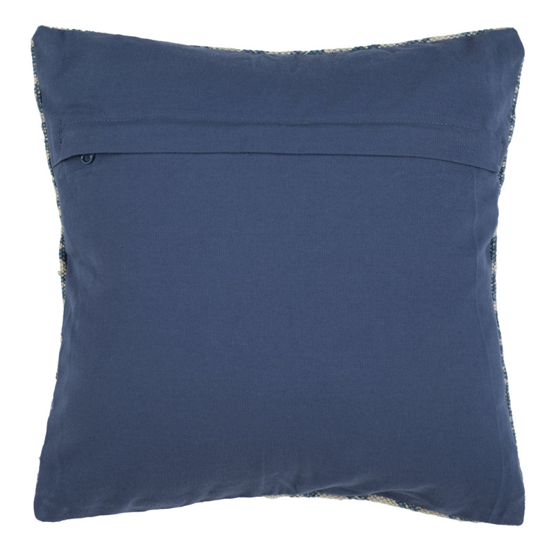 Indigo and Cream Cotton Square Pillow, 18"