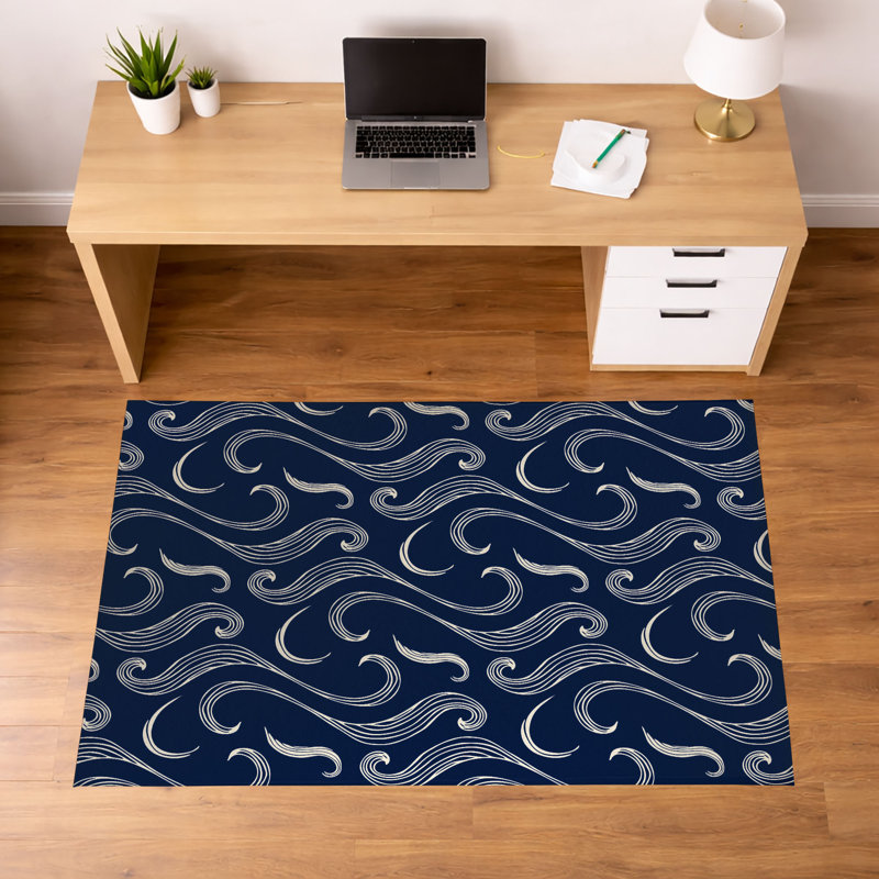Tapis de bureau décoratif léger Ocean Current, 60" W x 36" D, Deep Navy