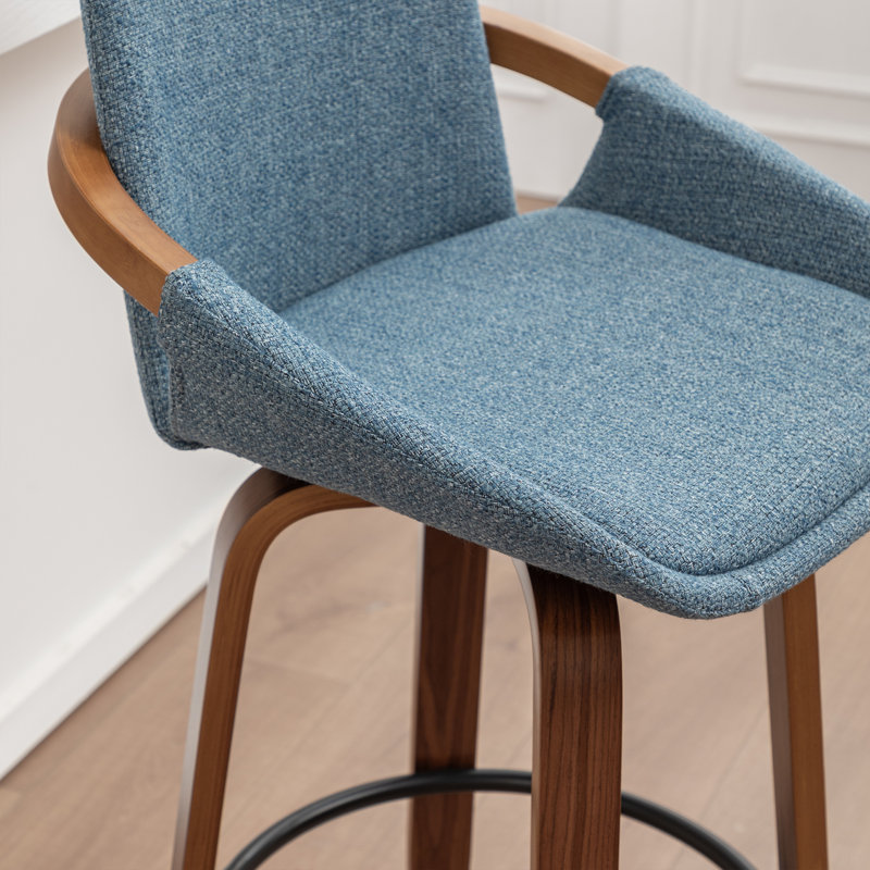 Carruth Swivel Upholstered Counter&Bar Stool, Bar Stool (30" Seat Height), Blue