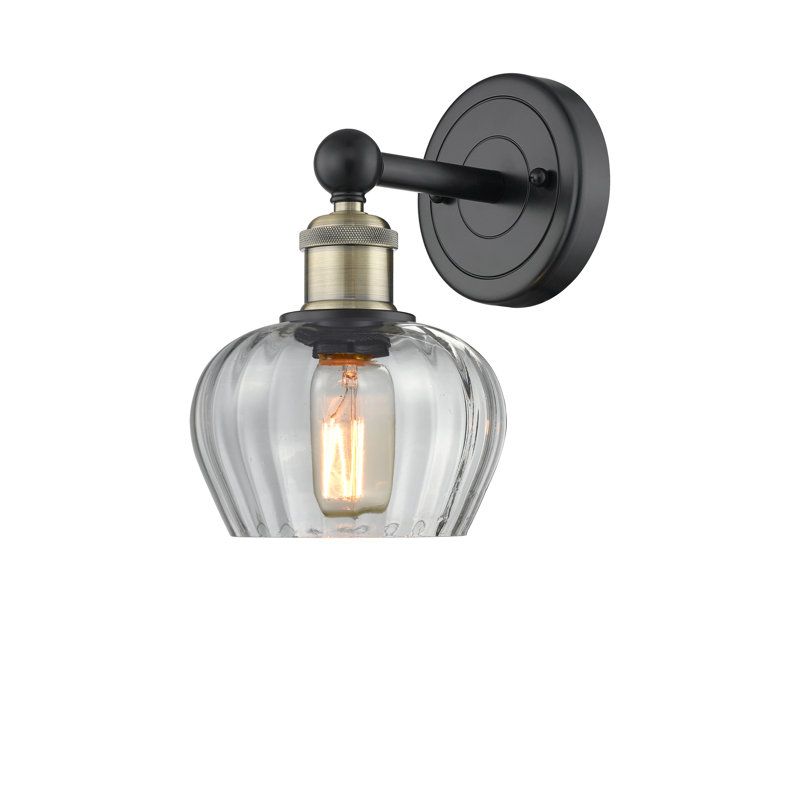 Canute Armed Sconce, Clear, Black Antique Brass