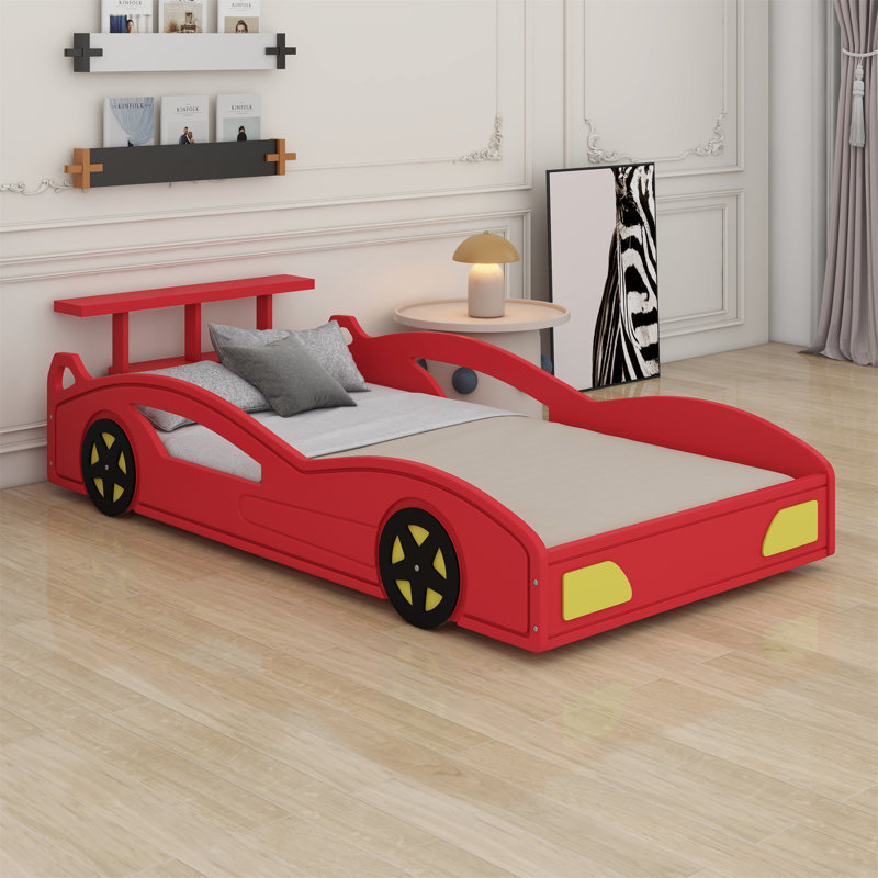 Car-Shaped Platform  Bed, Red/Yellow