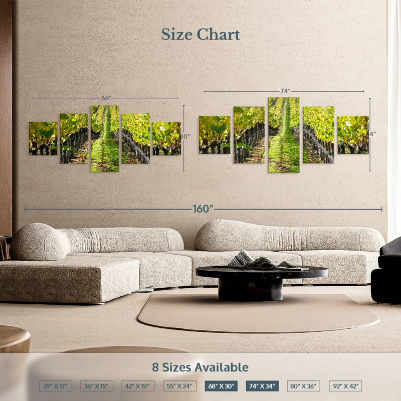 Napa Valley Vineyard, H 12 po x l 29 po