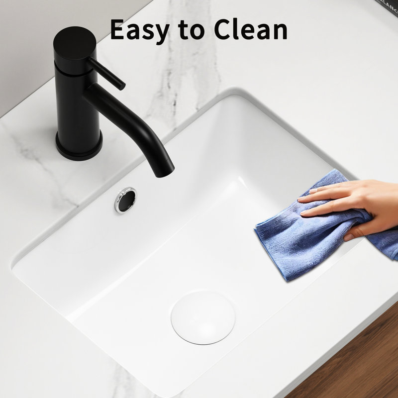16 Inch Modern Wash Basin Sink For Bathroom, White Porcelain, Smooth Surface, No Dirt Left Undermount Bathroom Rectangle, High - Temperature Fired Acid Alkali , 11.63" Product Width