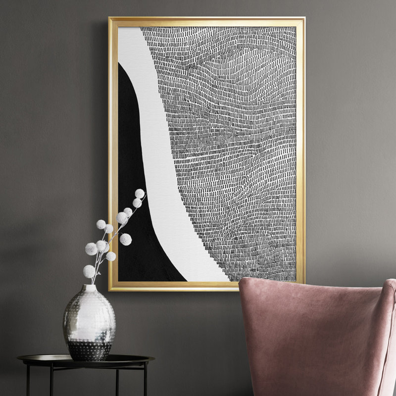 «Black and White Abstract I», reproduction de cadre photo sur toile, H 30,5 po x l 22,5 po x P 1 po, Or