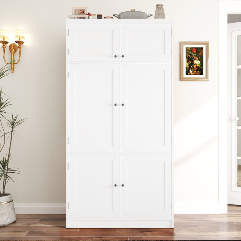 Garde-manger autoportant avec prises de courant et rangement réglable Tooke, Blanc