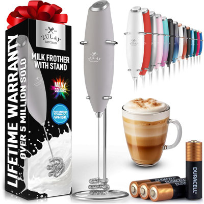 Zulay Kitchen Tornado Whisk Milk Frother With 4 Aa Duracell Batteries - Triple Whisk For More Power