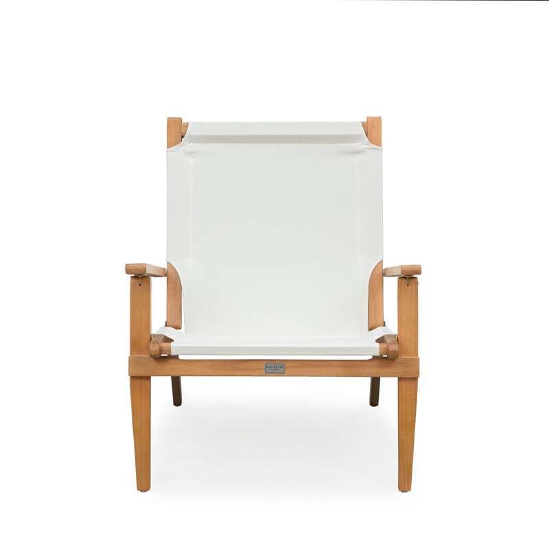 Walker Indoor Outdoor Folding Chair ,All Weather Lounge Chair, Solid Acacia Wood - Ivory