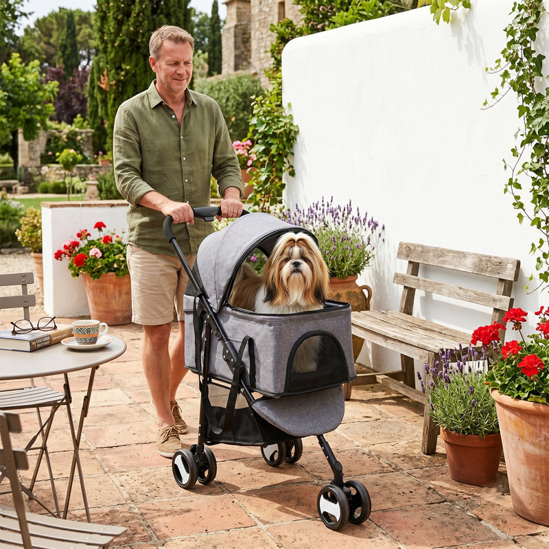 Poussette pliante standard avec support amovible, Gris