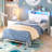 Storage Bed Equipped With Charging Station And Bedside LED Light Strip-377780693