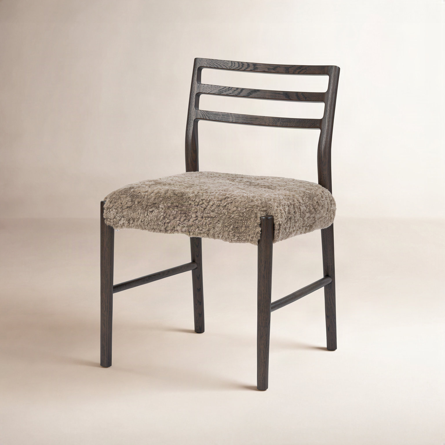 Lindyn Cotton Oak Dining Chair, Taupe Shearling, Scrubbed Oak Black
