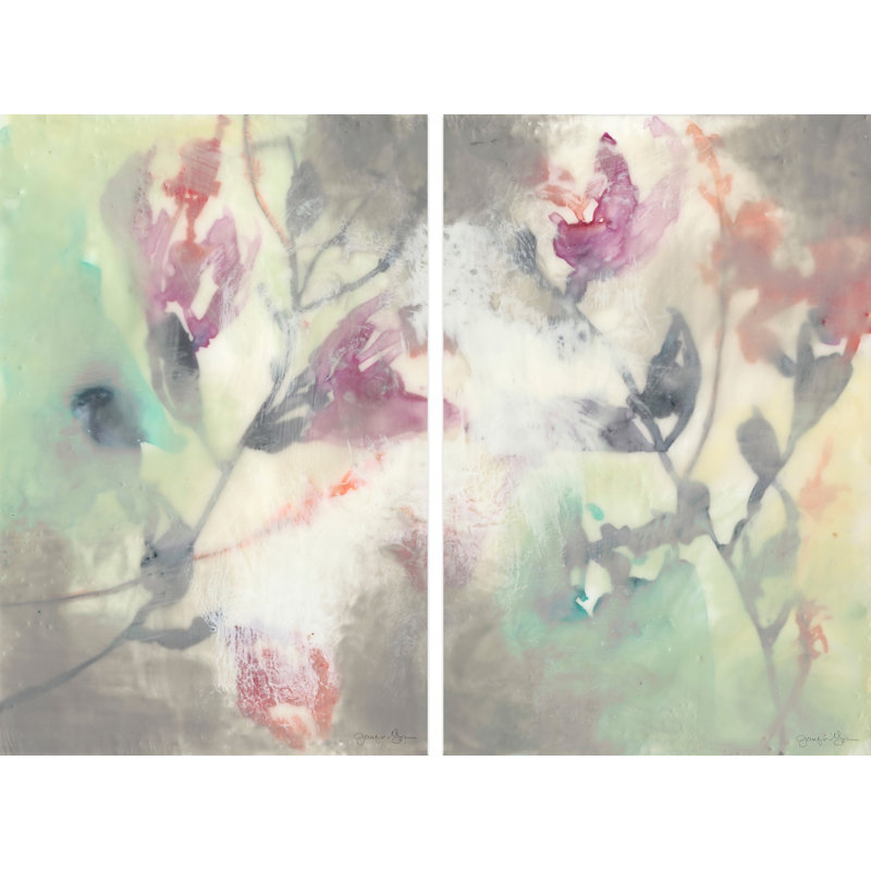 " Clouded Flowers " 2 - Pieces, 45" H x 30" W x 1.5" L