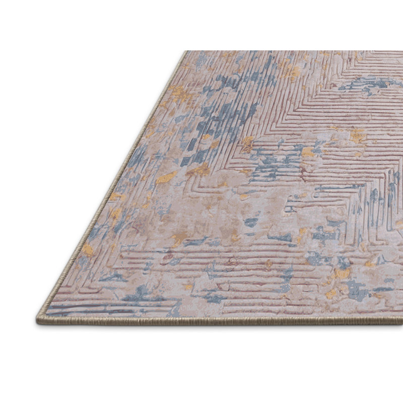 Tapis beige soyeux et moelleux, Rectangle 5 pi x 7 pi