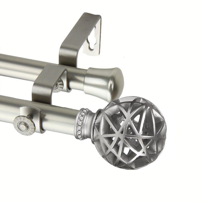 Tringle à rideaux double Jalissa, 48 à 84 po, Nickel satiné