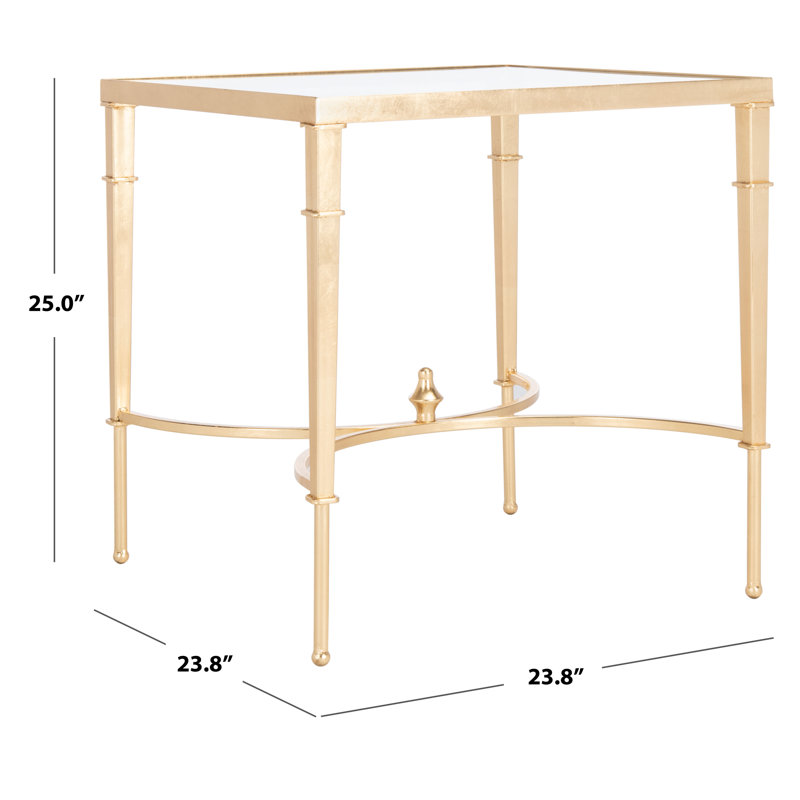Mendez Gold Leaf Glass Top Square Accent Table