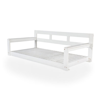 Patio Wooden Twin Size Swing Daybed Frame, Garden Porch Swing Bench with 4 Hanging Ropes