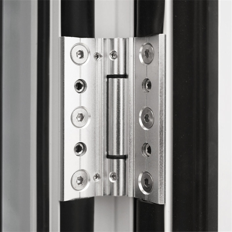 Porte pliante 4 panneaux en aluminium blanc lisse avec charnières et roulettes cachées KaMic Elite-Fold, Blanc