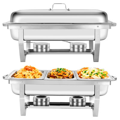 Chafing Dish Buffet Set, Foldable 1/3 Size Buffet Server Food Warmer (Set of 2)