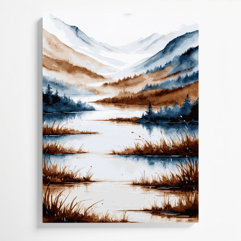 Aquarelle, paysage, 40, toile blanche, art mural, H 11 po x l 14 po
