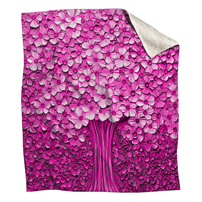 Couvertures florales roses, L 50 po x H 60 po