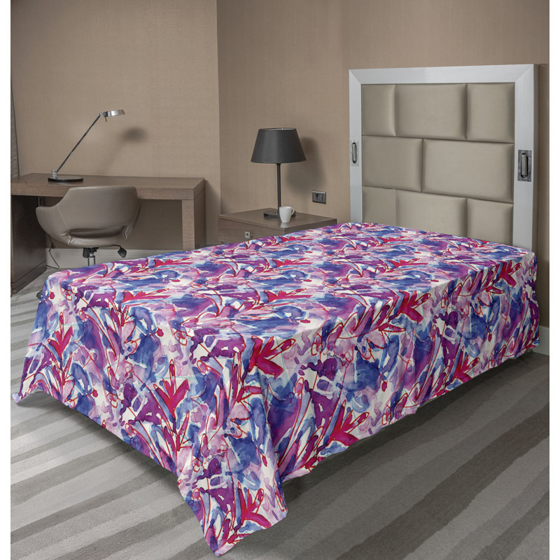Ambesonne, drap plat floral pivoines, art botanique printanier, Drap plat pour lit simple TG