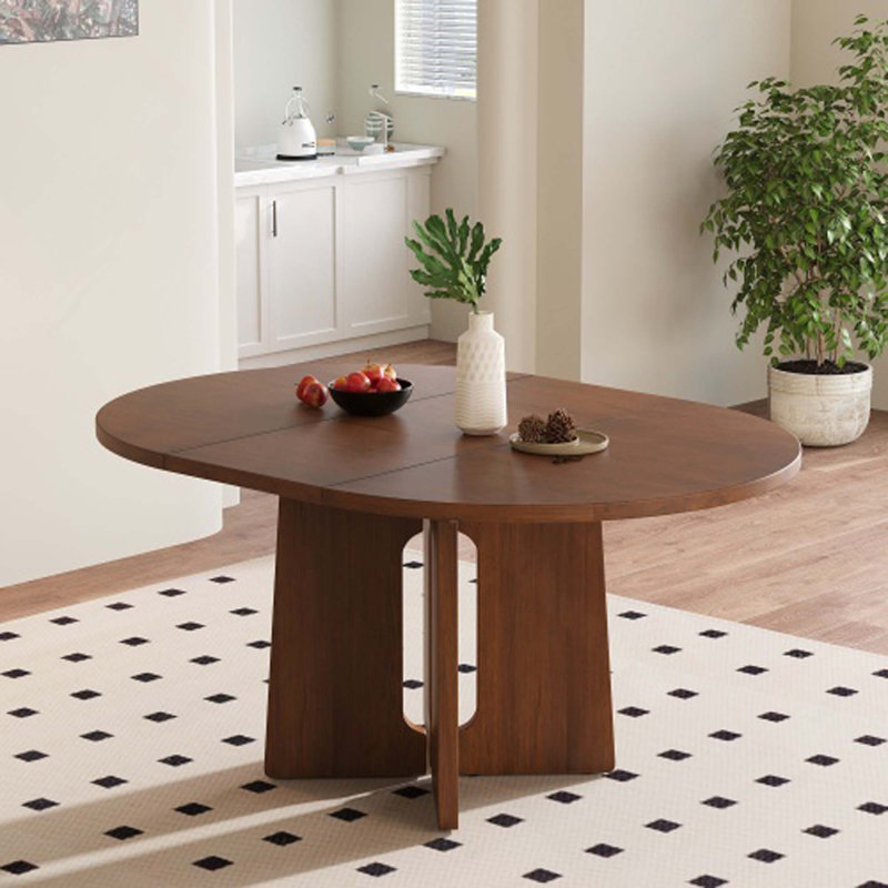 Table de salle à manger ronde en bois massif, table de cuisine extensible avec rallonge amovible de 16 pouces pour la salle à manger et le salon