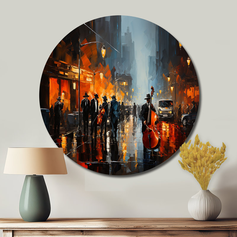 Art afro-américain Harlem City - personnes rondes, H 36 po x l 36 po