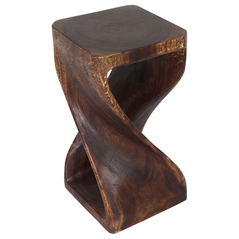 Mocha Oil Acacia Wood Twist Stool 12" x 23"