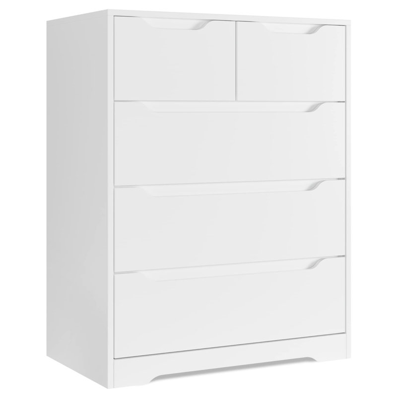 Commode 5 tiroirs Daekwan, Blanc