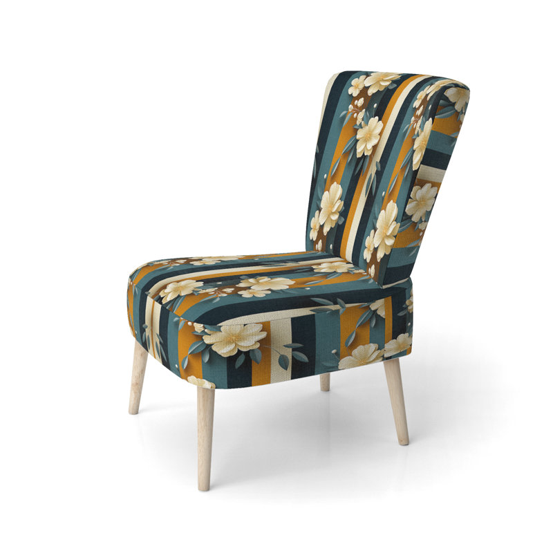 Chaise d'appoint rembourrée Classic Elegant Floral Stripe Serenity I