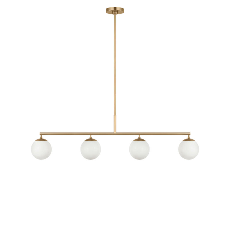 Lustre linéaire à quatre lumières Nube, Laiton satiné, Non